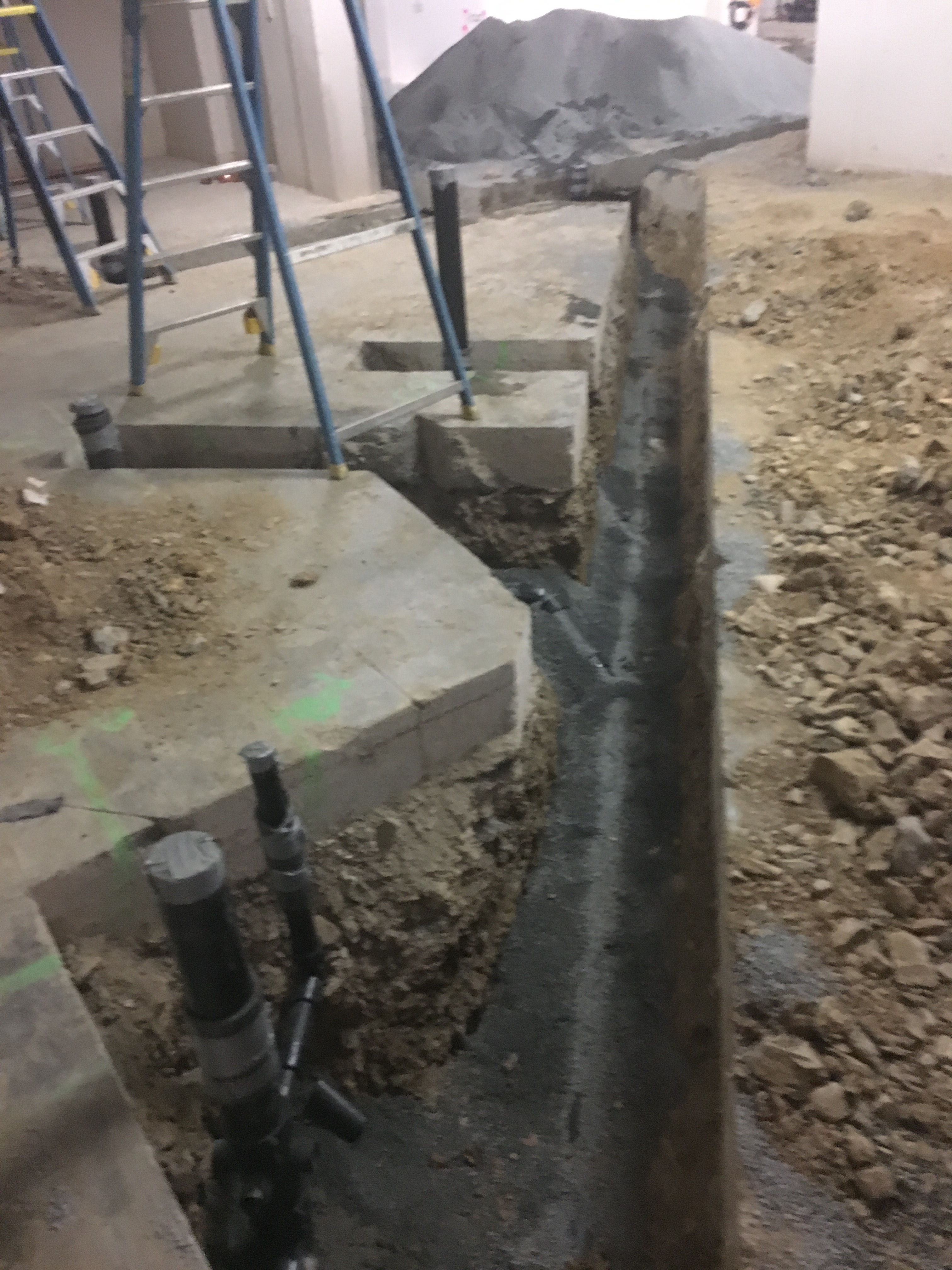 Underground drainage rough-in on commercial build